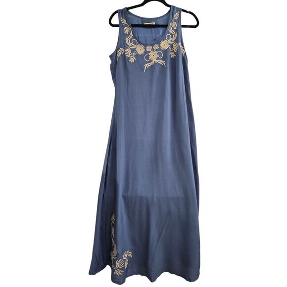 NWT Paparazzi Blue Embroidered Maxi Dress & Kimono Boho Cover-Up S/M  RN#105556 - Picture 3 of 10